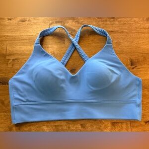 Athleta Perfect Form Longline Light Blue Sports Bra